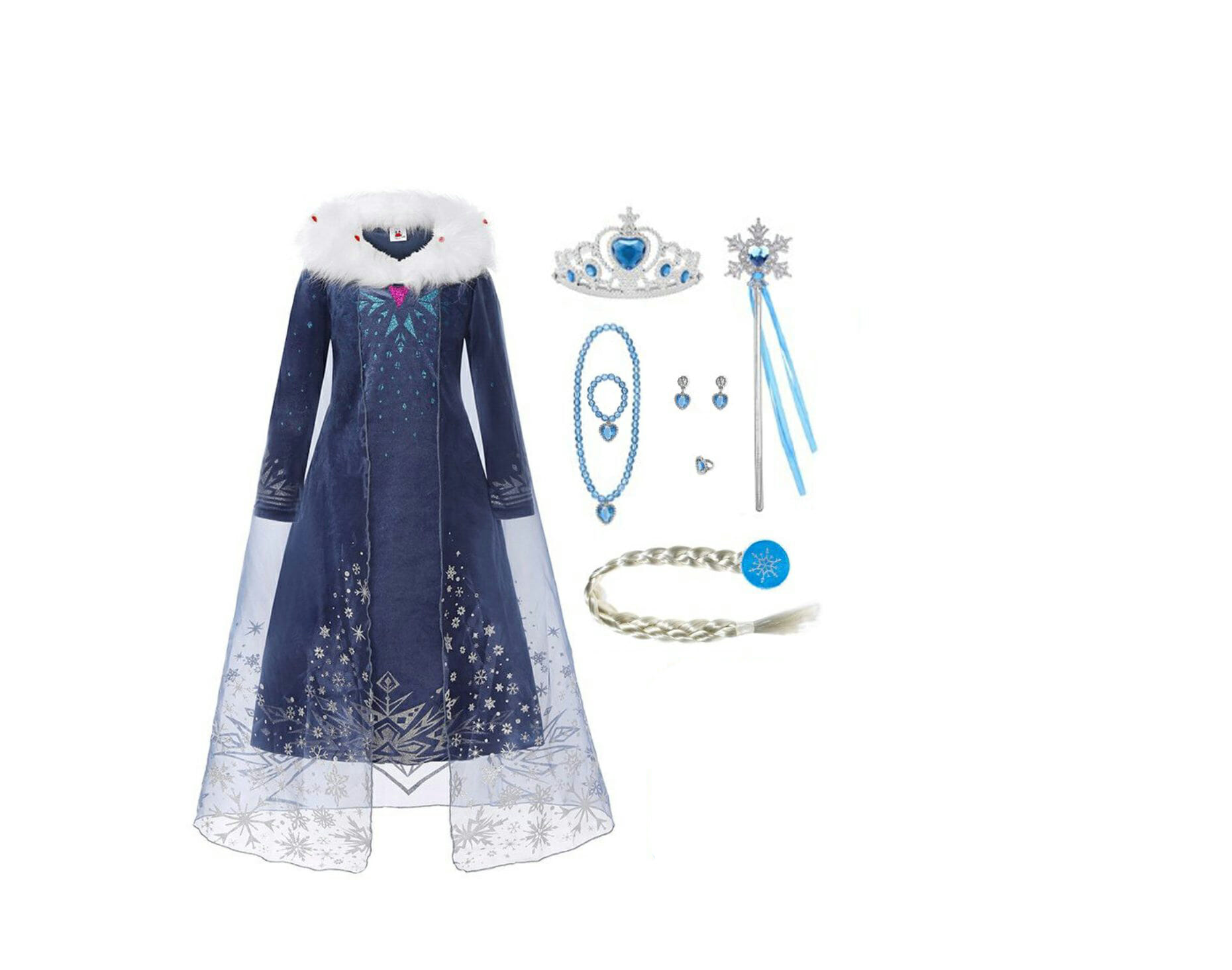 katje beschermen Huiskamer Frozen - Prinsessenjurk Meisje - Elsa blauwe jurk - Verkleedjurk -  Verkleedkleding kind