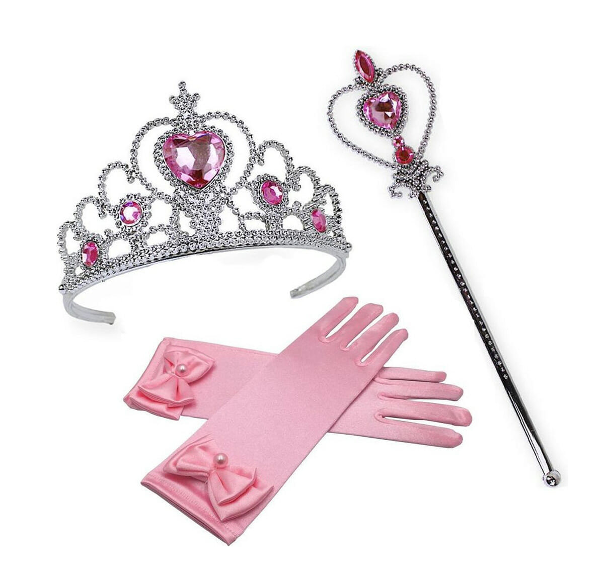 meisje Klooster sensatie Prinsessen speelgoed-tiara-toverstaf-lange roze handschoenen - Het Betere  Merk