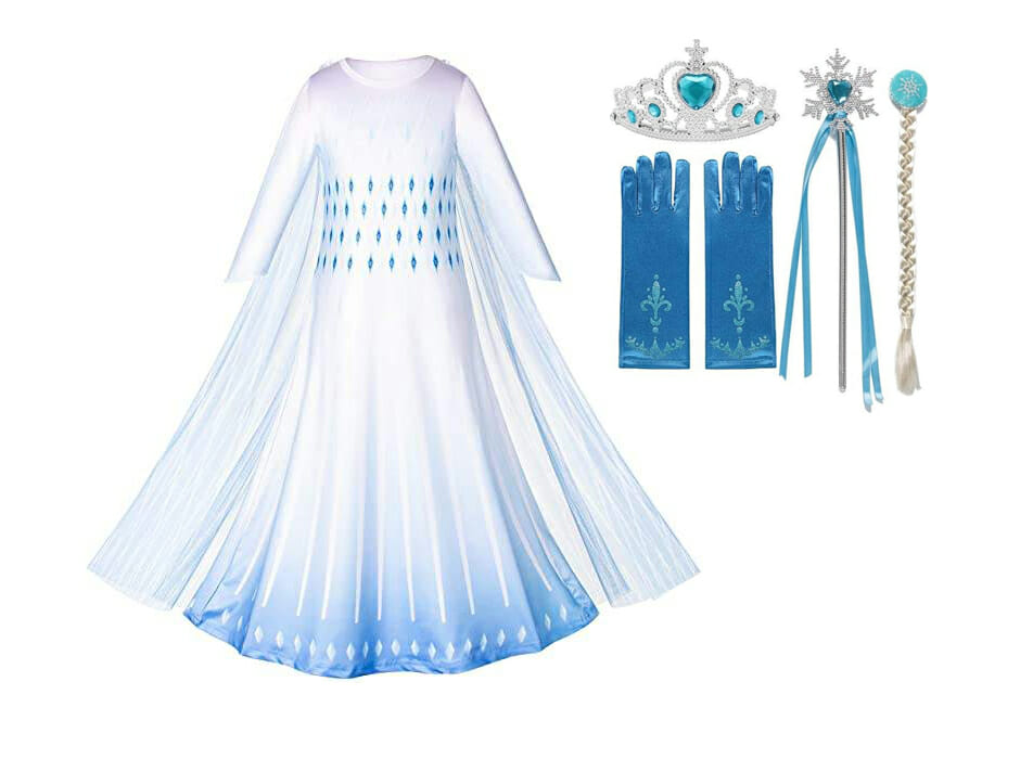 Indiener stimuleren prototype Frozen 2 - Elsa jurk cape - prinsessen speelgoed - prinsessenjurk -  toverstaf + kroon - verkleedkleding meisje - Het Betere Merk