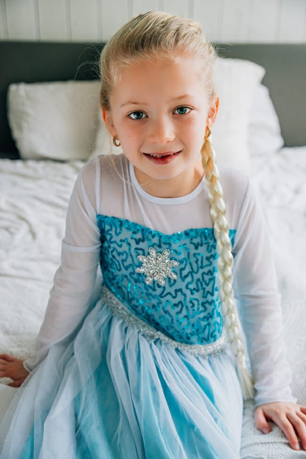 Frozen Elsa Jurk Sleep Deluxe - - Kroon - Elsa Vlecht - Prinsessen Handschoenen - Toverstaf - Het Betere Merk