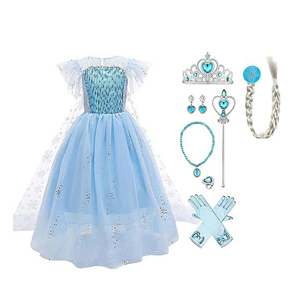 Ik was verrast Pef longontsteking Frozen Elsa blauwe jurk - compleet accessoireset