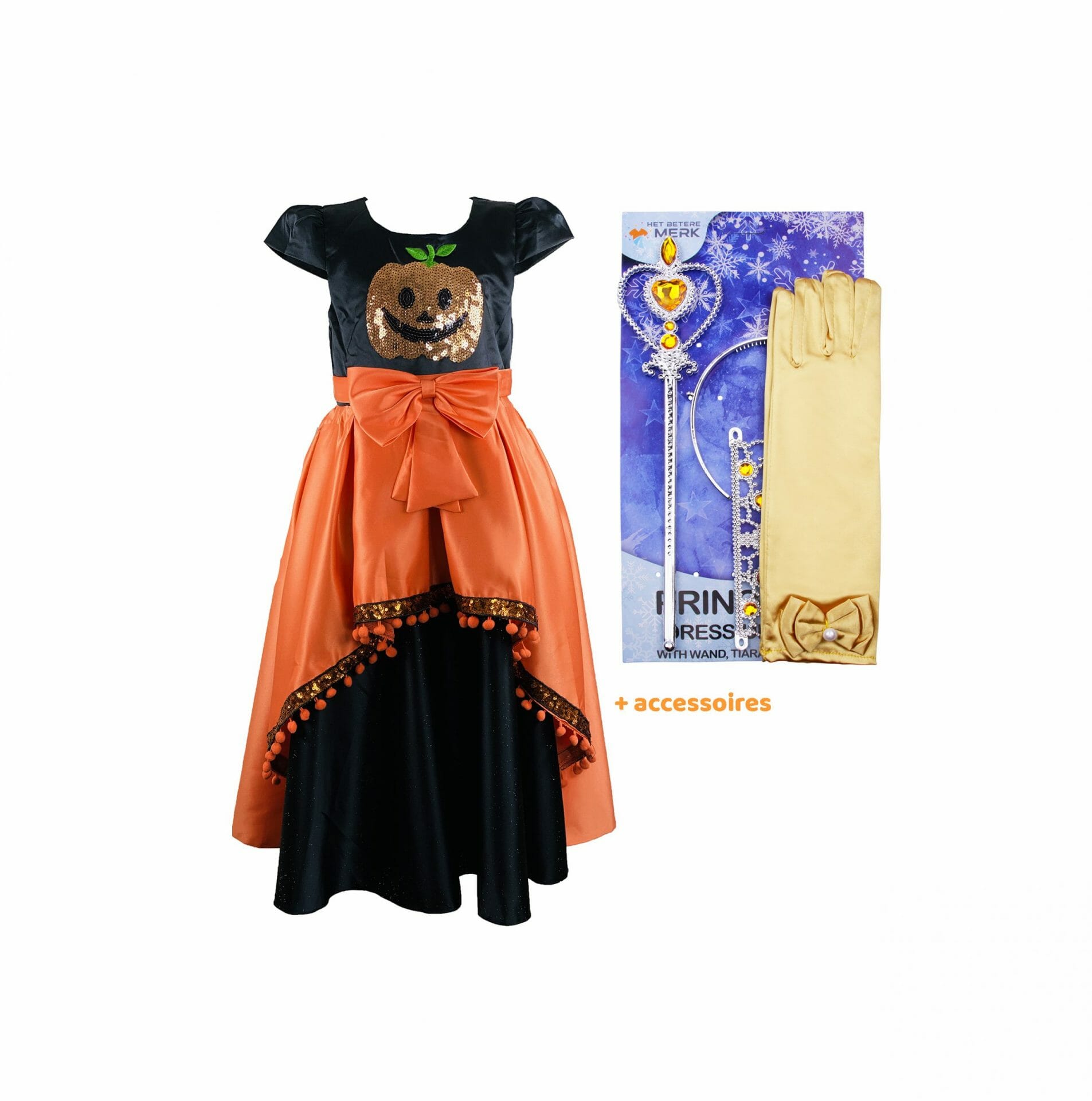 Halloween Jurk Zwart Oranje Halloween Kostuum Meisje